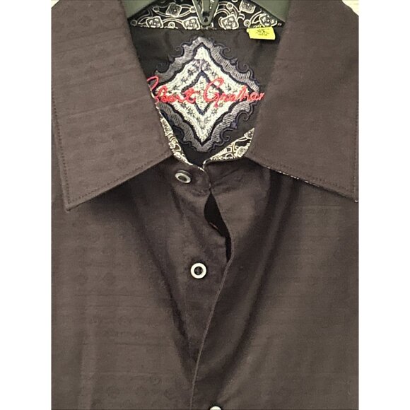 Robert Graham Classic Fit Flip Cuff Shirt Men’s XL Black Pattern - Picture 6 of 7